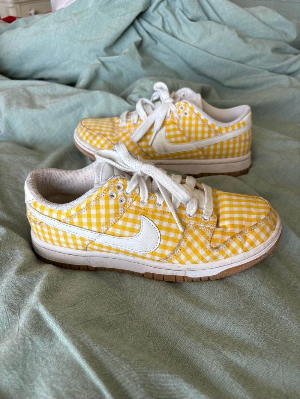 Nike dunks low, Rare find! Yellow Gingham Sneakers Shoes